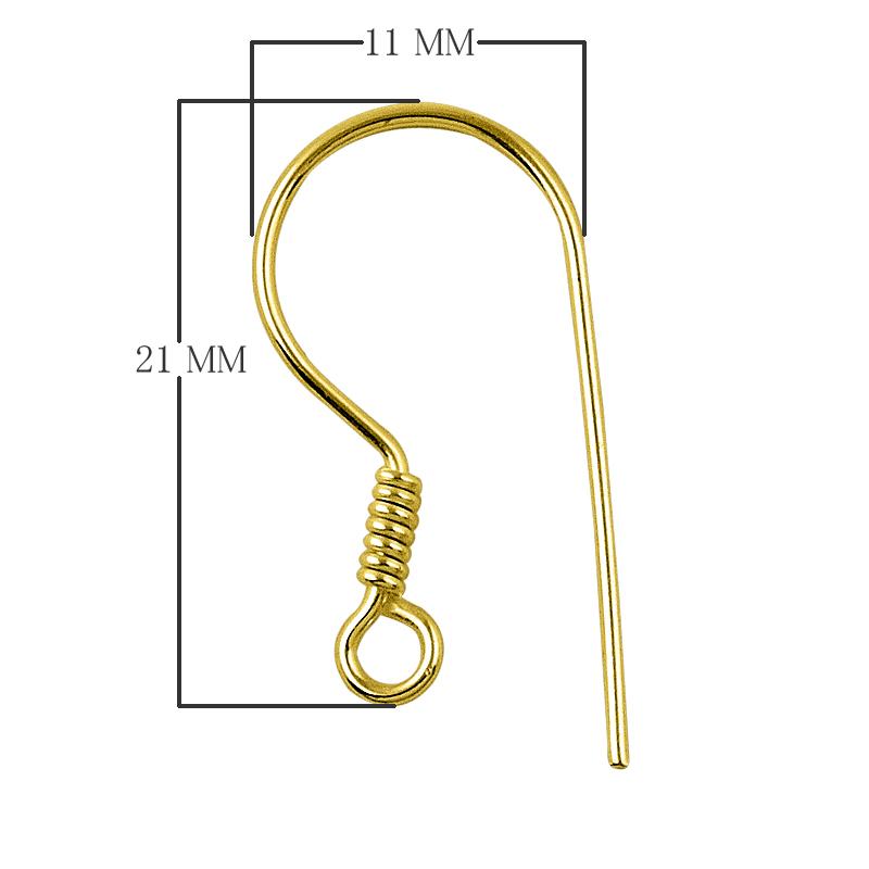 18K Gold Overlay Coil Earwire For Jewelry Making With Polished Finish Handcrafted In India
