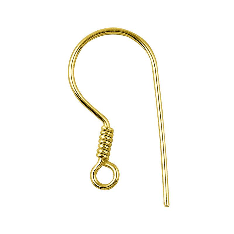 18K Gold Overlay Coil Earwire For Jewelry Making With Polished Finish Handcrafted In India