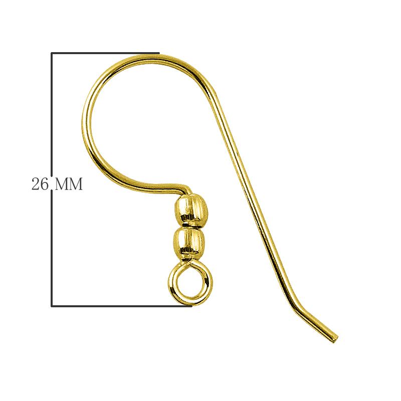 FG-102-26MM 18K Gold Overlay Earwire Beads Bali Designs Inc 
