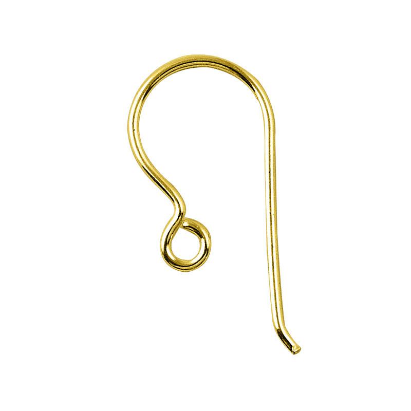 18K Gold Overlay Simple Hook Earwire For Jewelry Making With Polished Finish Handcrafted In India