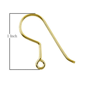 18K Gold Overlay Plain Hook Earwire For Jewelry Making With Polished Finish Handcrafted In India
