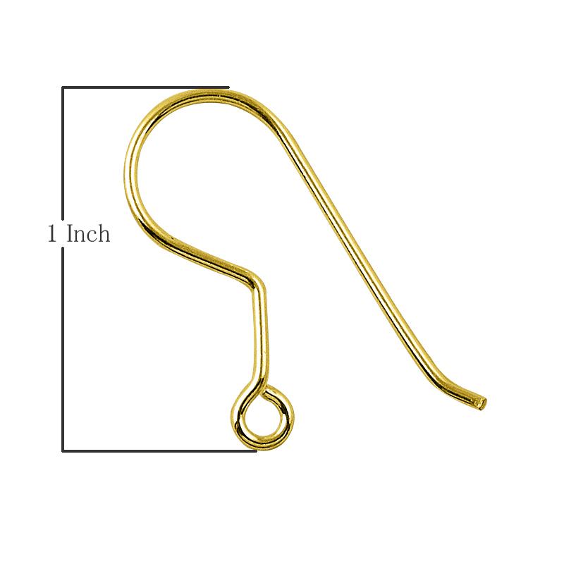 18K Gold Overlay Plain Hook Earwire For Jewelry Making With Polished Finish Handcrafted In India