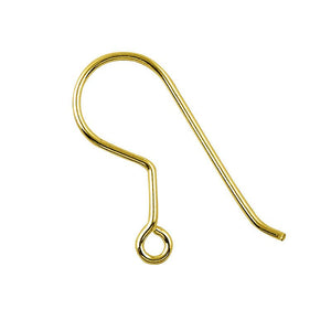18K Gold Overlay Plain Hook Earwire For Jewelry Making With Polished Finish Handcrafted In India