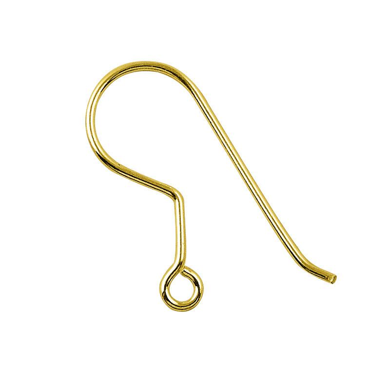 18K Gold Overlay Plain Hook Earwire For Jewelry Making With Polished Finish Handcrafted In India