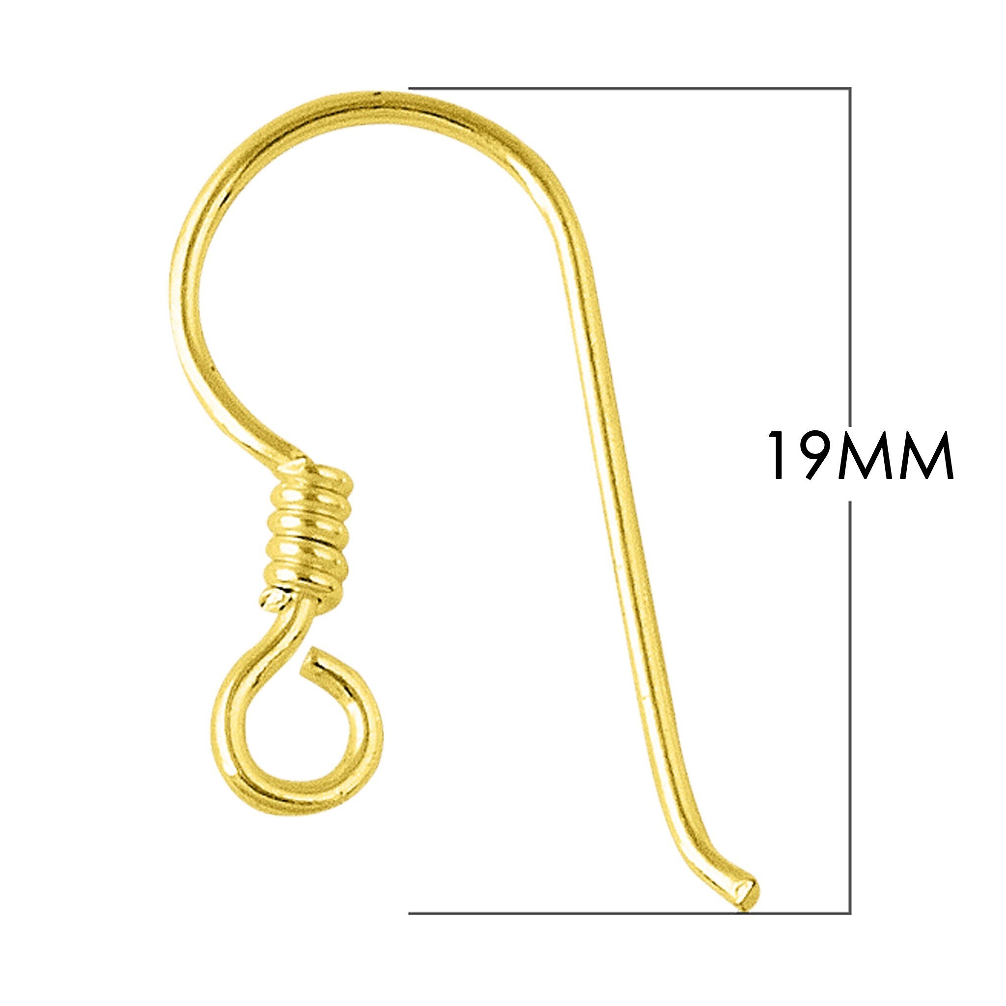 18K Gold Overlay Coil Hook Earwire For Jewelry Making With Polished Finish Handcrafted In India
