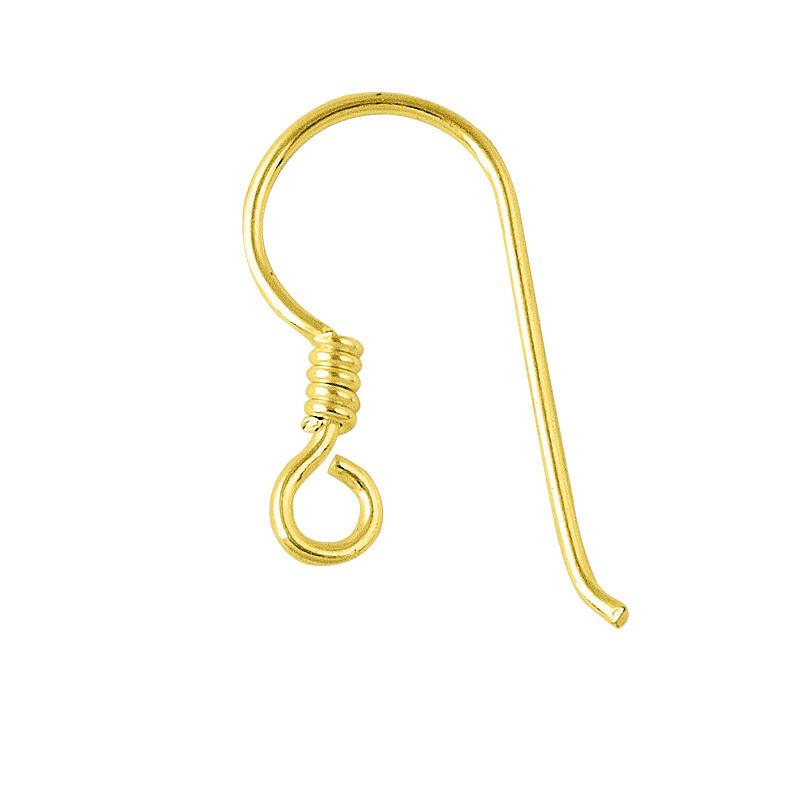 18K Gold Overlay Coil Hook Earwire For Jewelry Making With Polished Finish Handcrafted In India