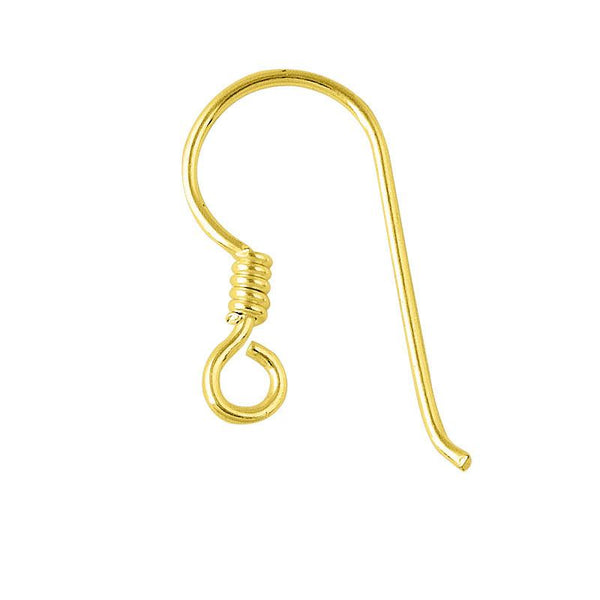 FG-106-19MM 18K Gold Overlay Simple Style Fish Hook Earwire With Inside Loop Beads Bali Designs Inc 