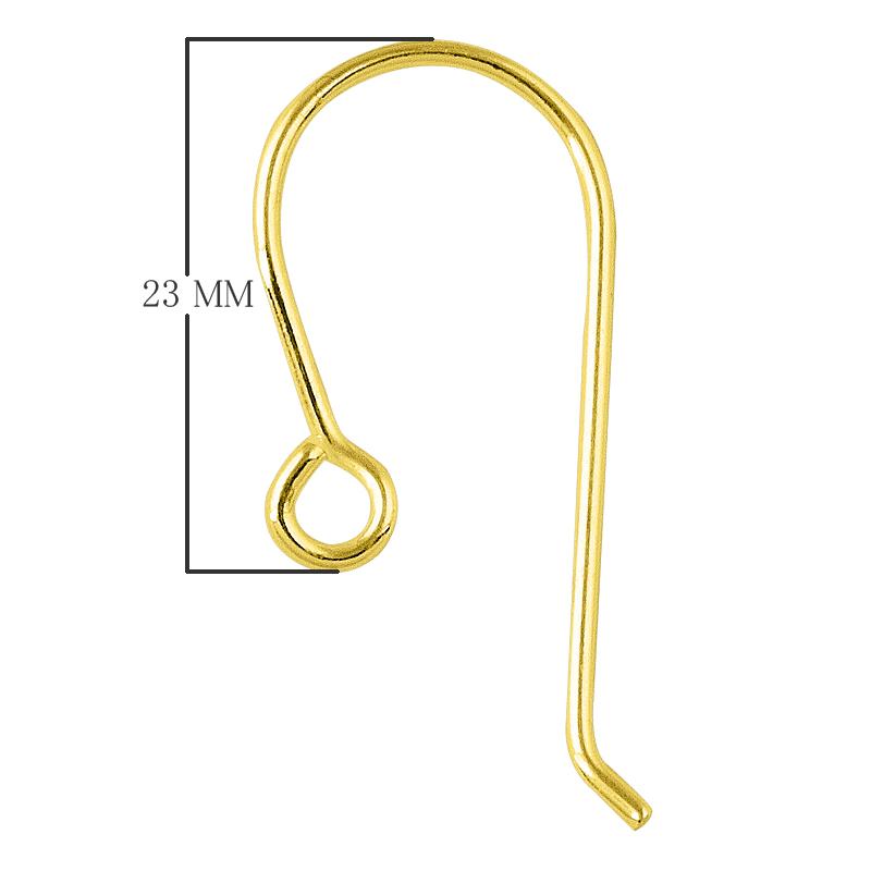 18K Gold Overlay Smooth Hook Earwire For Jewelry Making With Polished Finish Handcrafted In India