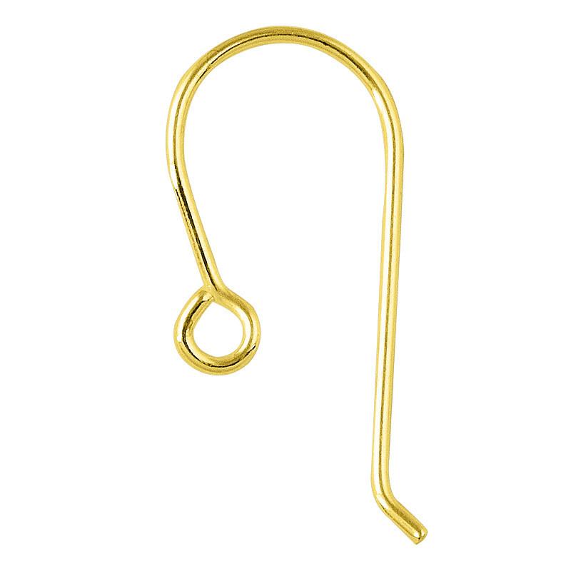 18K Gold Overlay Smooth Hook Earwire For Jewelry Making With Polished Finish Handcrafted In India