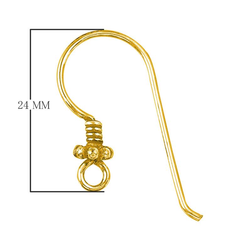 18K Gold Overlay Granulated Coil Earwire For Jewelry Making With Polished Finish Handcrafted In India