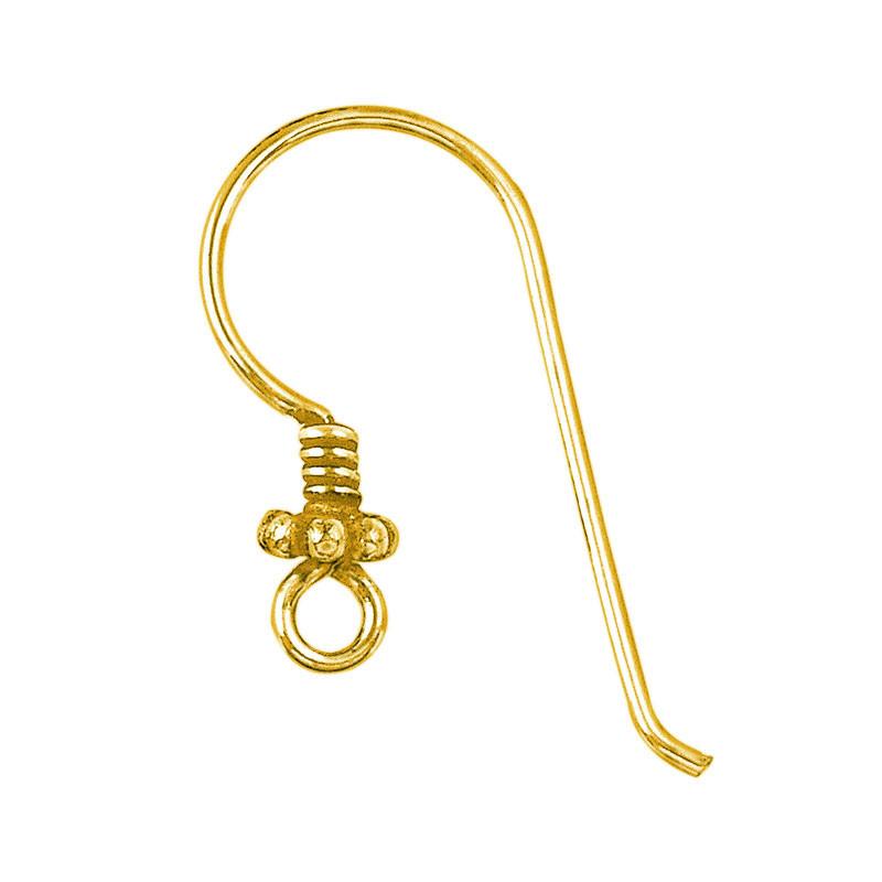 18K Gold Overlay Granulated Coil Earwire For Jewelry Making With Polished Finish Handcrafted In India
