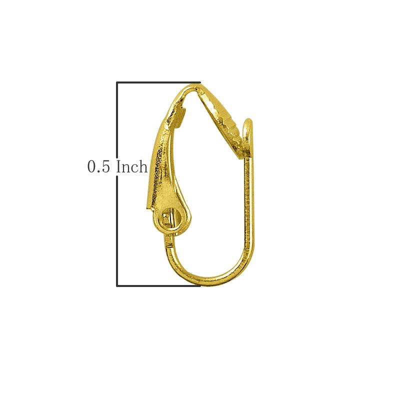18K Gold Overlay Clip Leverback Earwire For Jewelry Making With Polished Finish Handcrafted In India