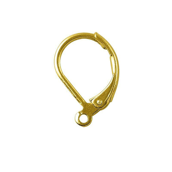 18K Gold Overlay Leverback Hoop Earwire For Jewelry Making With Polished Finish Handcrafted In India