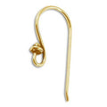 18K Gold Overlay Simple Earwire With Decorative Bead For Jewelry Making Handcrafted In India