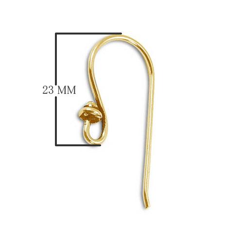 18K Gold Overlay Simple Earwire With Decorative Bead For Jewelry Making Handcrafted In India