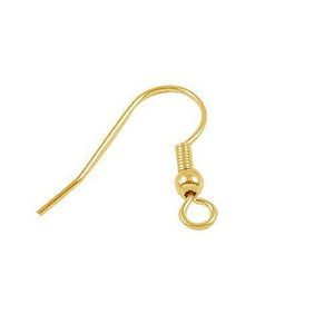 18K Gold Overlay Coil Earwire With Ball For Jewelry Making Handcrafted In India