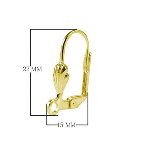 18K Gold Overlay Leverback Earwire With Shell Design For Jewelry Making Handcrafted In India
