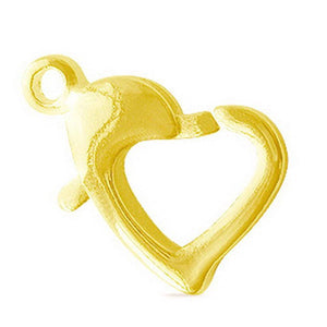 18K gold overlay over copper heart shape lobster clasp with polished finish handcrafted in India for wholesale jewelry making