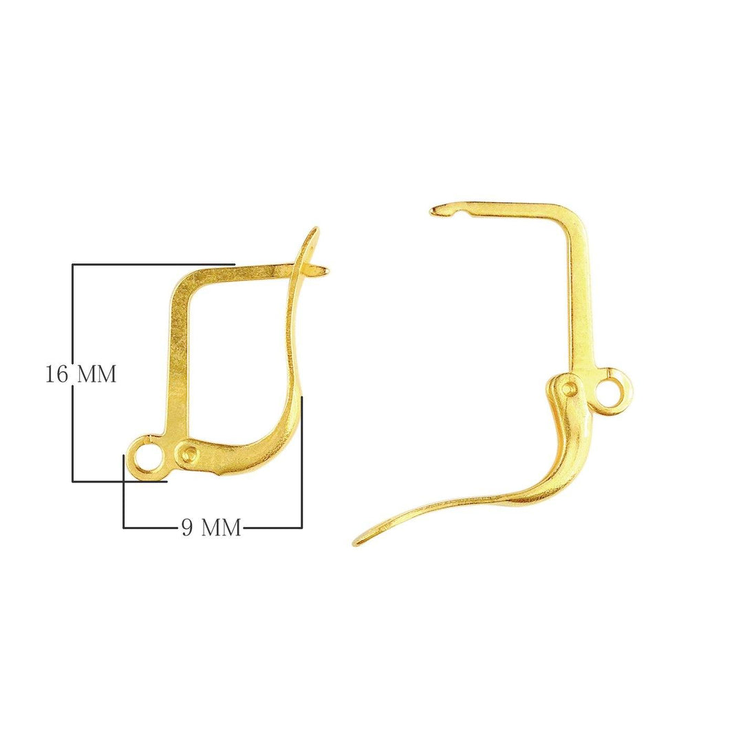 18K Gold Overlay Square Leverback Earwire For Jewelry Making Handcrafted In India