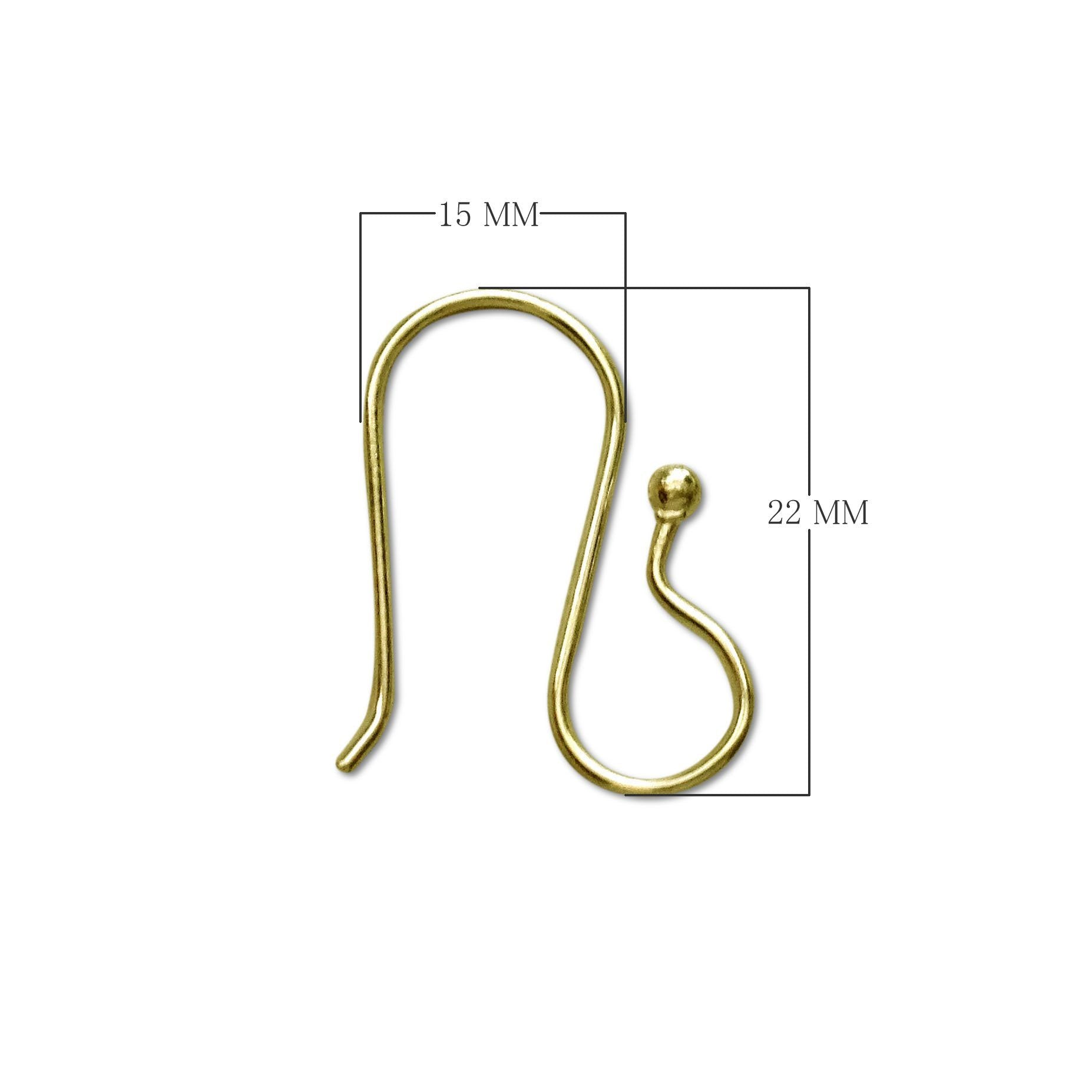 18K Gold Overlay Simple Hook Earwire For Jewelry Making Handcrafted In India