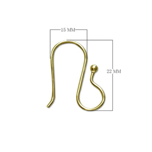 18K Gold Overlay Simple Hook Earwire For Jewelry Making Handcrafted In India