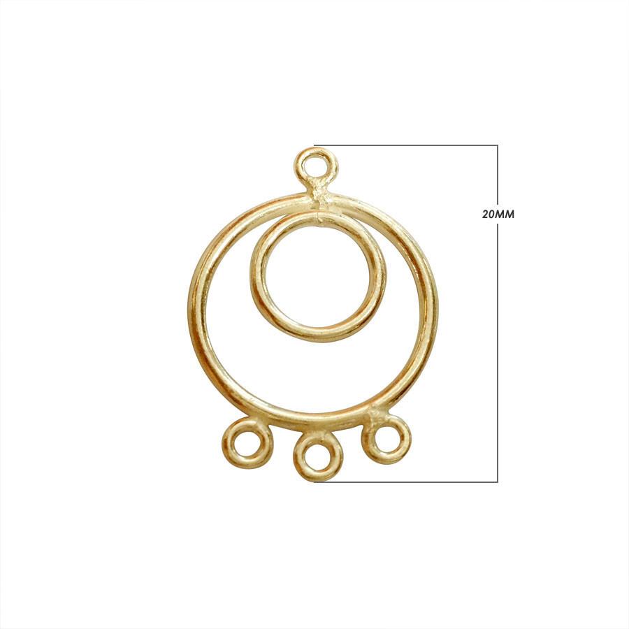 18K gold overlay over copper chandelier earring findings with round design handcrafted in India for wholesale jewelry making.