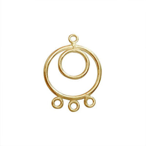 18K gold overlay over copper chandelier earring findings with round design handcrafted in India for wholesale jewelry making.
