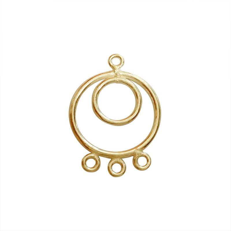 18K gold overlay over copper chandelier earring findings with round design handcrafted in India for wholesale jewelry making.