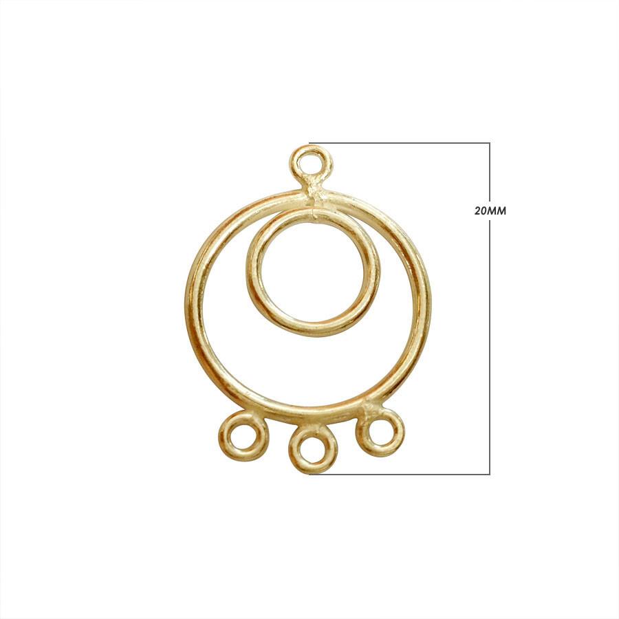 FG-151-20MM 18K Gold Overlay Chandelier Earring Finding Round Ring Shape Beads Bali Designs Inc 