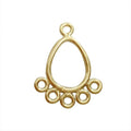 Bulk 18K Gold Overlay Over copper teardrop chandelier earring finding with five loops for professional jewelry manufacturing, handcrafted in India.