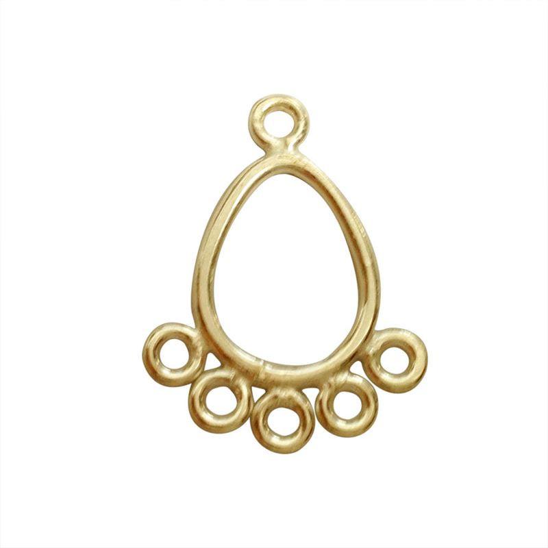 Bulk 18K Gold Overlay Over copper teardrop chandelier earring finding with five loops for professional jewelry manufacturing, handcrafted in India.