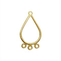 Bulk 18K Gold Overlay Over copper teardrop chandelier earring finding with multiple loops for professional jewelry manufacturing, handcrafted in India.