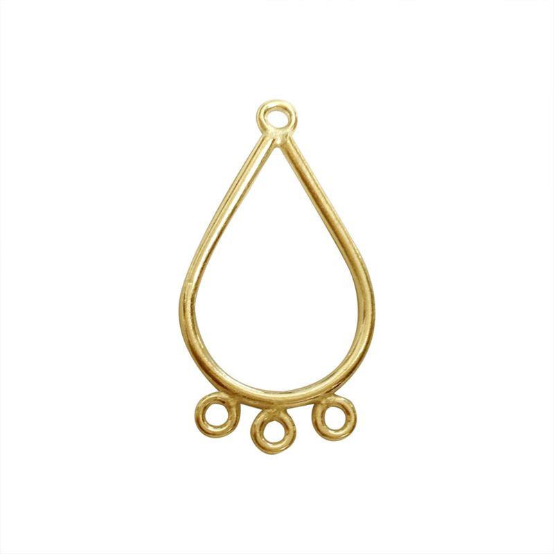Bulk 18K Gold Overlay Over copper teardrop chandelier earring finding with multiple loops for professional jewelry manufacturing, handcrafted in India.