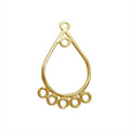 Bulk 18K Gold Overlay Over copper teardrop chandelier earring finding with multiple loops for professional jewelry manufacturing, handcrafted in India.