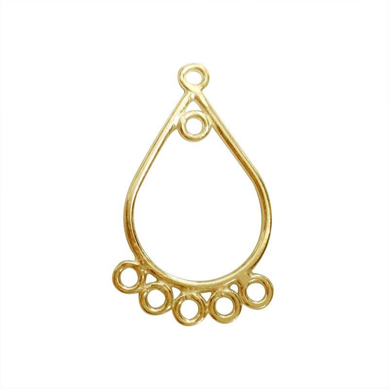 Bulk 18K Gold Overlay Over copper teardrop chandelier earring finding with multiple loops for professional jewelry manufacturing, handcrafted in India.