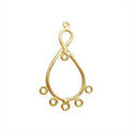 Bulk 18K Gold Overlay Over copper teardrop chandelier earring finding with multiple loops for professional jewelry manufacturing, handcrafted in India.