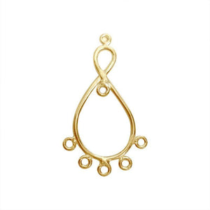 Bulk 18K Gold Overlay Over copper teardrop chandelier earring finding with multiple loops for professional jewelry manufacturing, handcrafted in India.