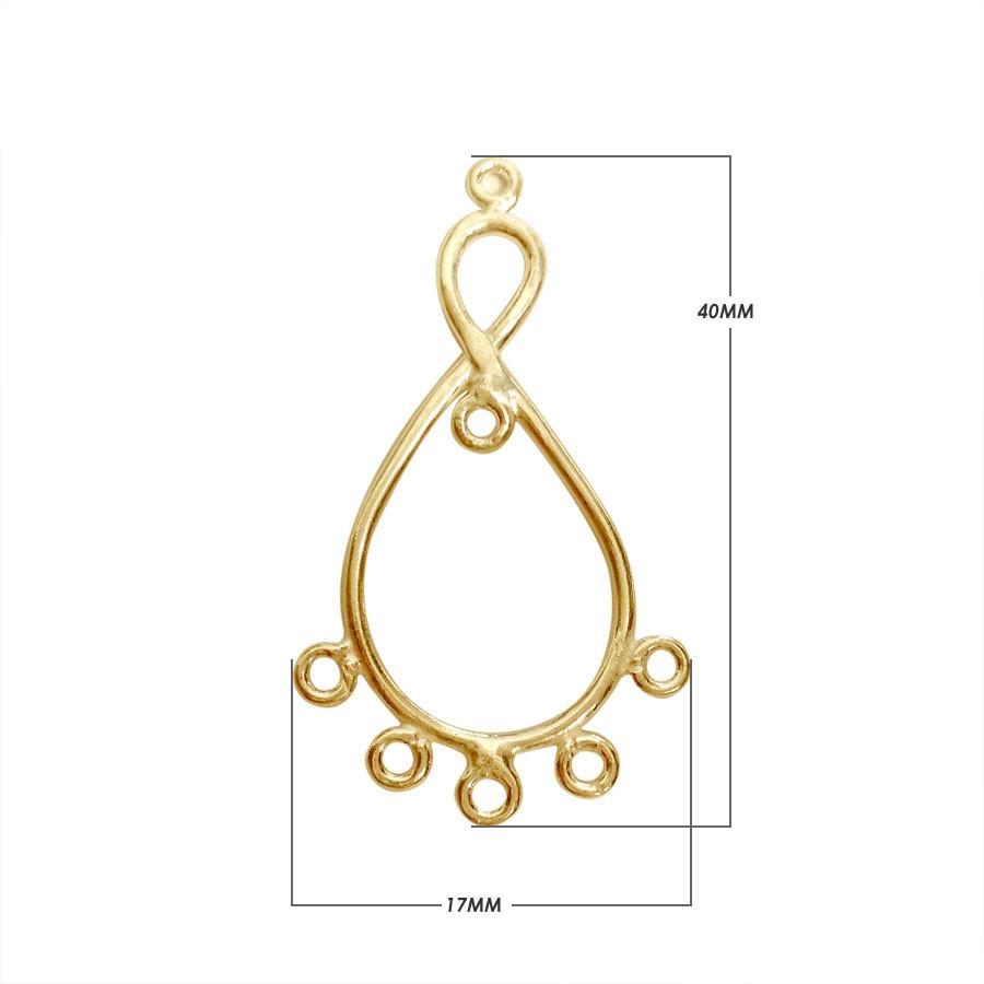 FG-155-40X17MM 18K Gold Overlay Chandelier Earring Finding Beads Bali Designs Inc 