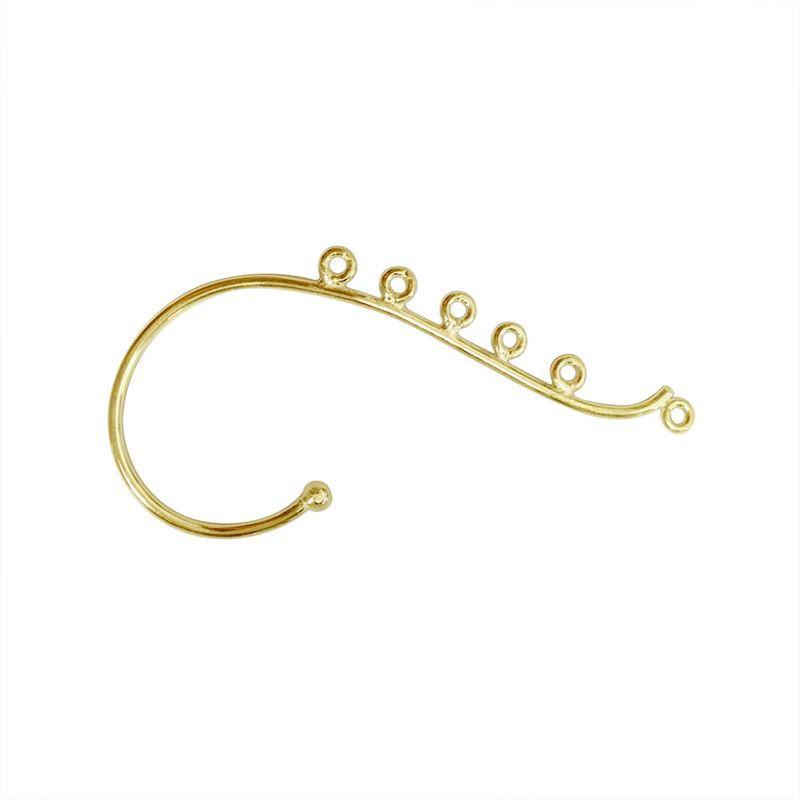 Bulk 18K Gold Overlay Over Copper jewelry findings featuring teardrop chandelier frames, circular multi-loop components, and a six-loop chandelier ear cuff for professional manufacturing.