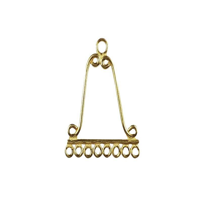 Bulk 18K Gold Overlay Over copper jewelry findings featuring teardrop chandelier frames, circular multi-loop components, and a six-loop chandelier ear cuff for professional manufacturing.