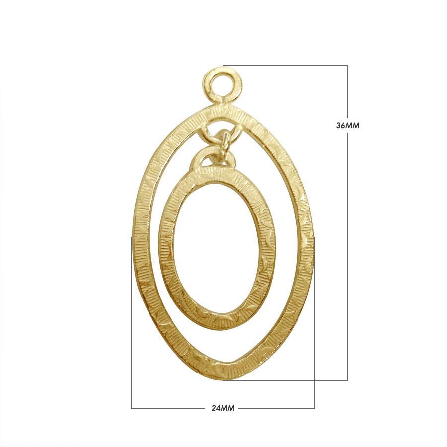 18K Gold Overlay Double Oval Connector With Textured Finish Handcrafted In India