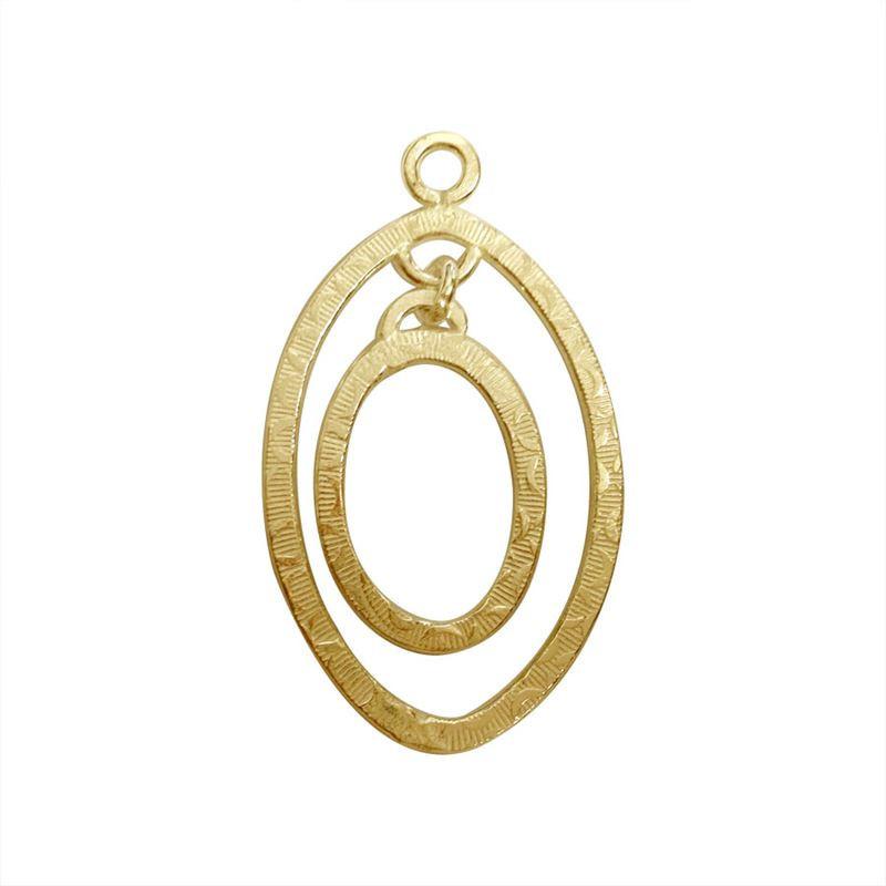 18K Gold Overlay Double Oval Connector With Textured Finish Handcrafted In India