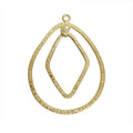 18K Gold Overlay Teardrop And Diamond Connector With Textured Finish Handcrafted In India