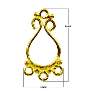 18K Gold Overlay Decorative Teardrop Connector With Five Loops Handcrafted In India