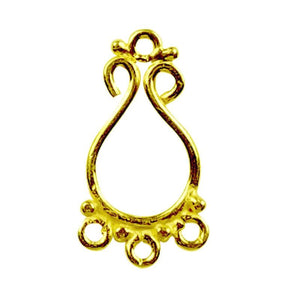 18K Gold Overlay Decorative Teardrop Connector With Five Loops Handcrafted In India