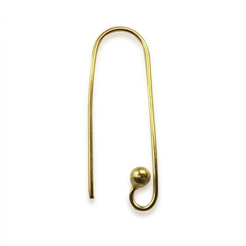 18K Gold Overlay Long Wire Earwire With Ball End Handcrafted In India