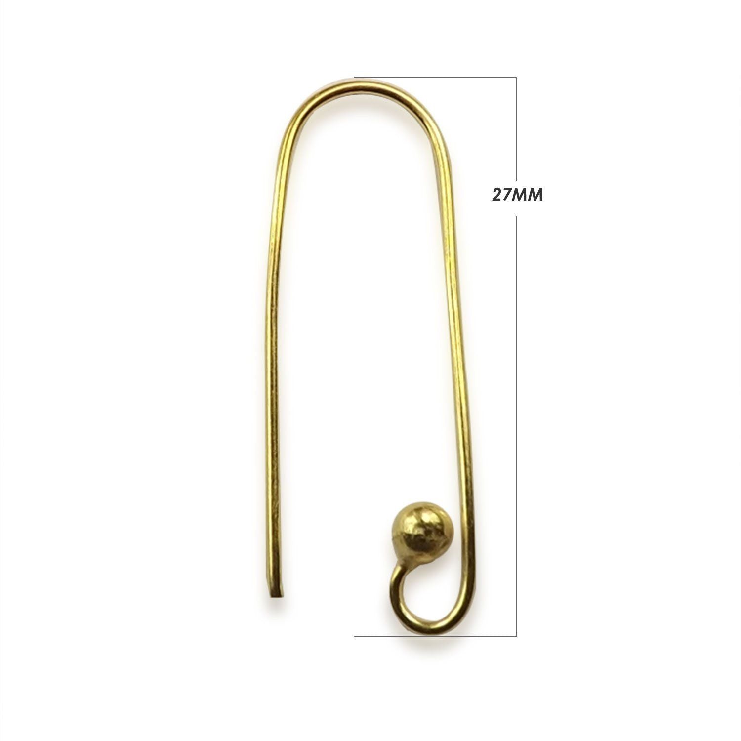 18K Gold Overlay Long Wire Earwire With Ball End Handcrafted In India