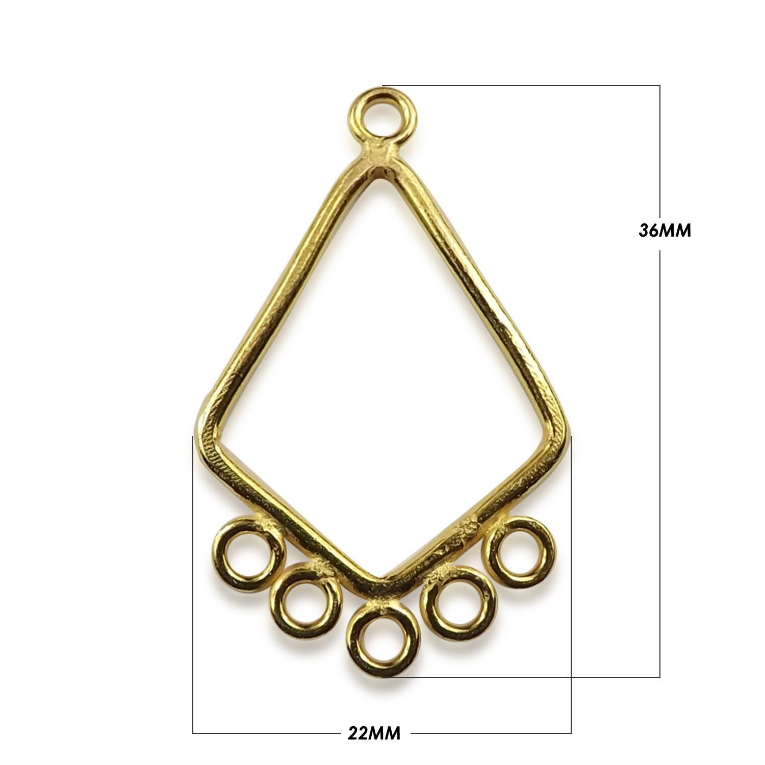18K Gold Overlay Diamond Shape Connector Link Handcrafted In India