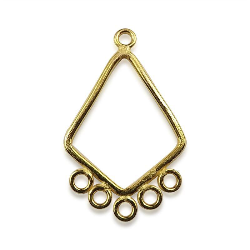 18K Gold Overlay Diamond Shape Connector Link Handcrafted In India