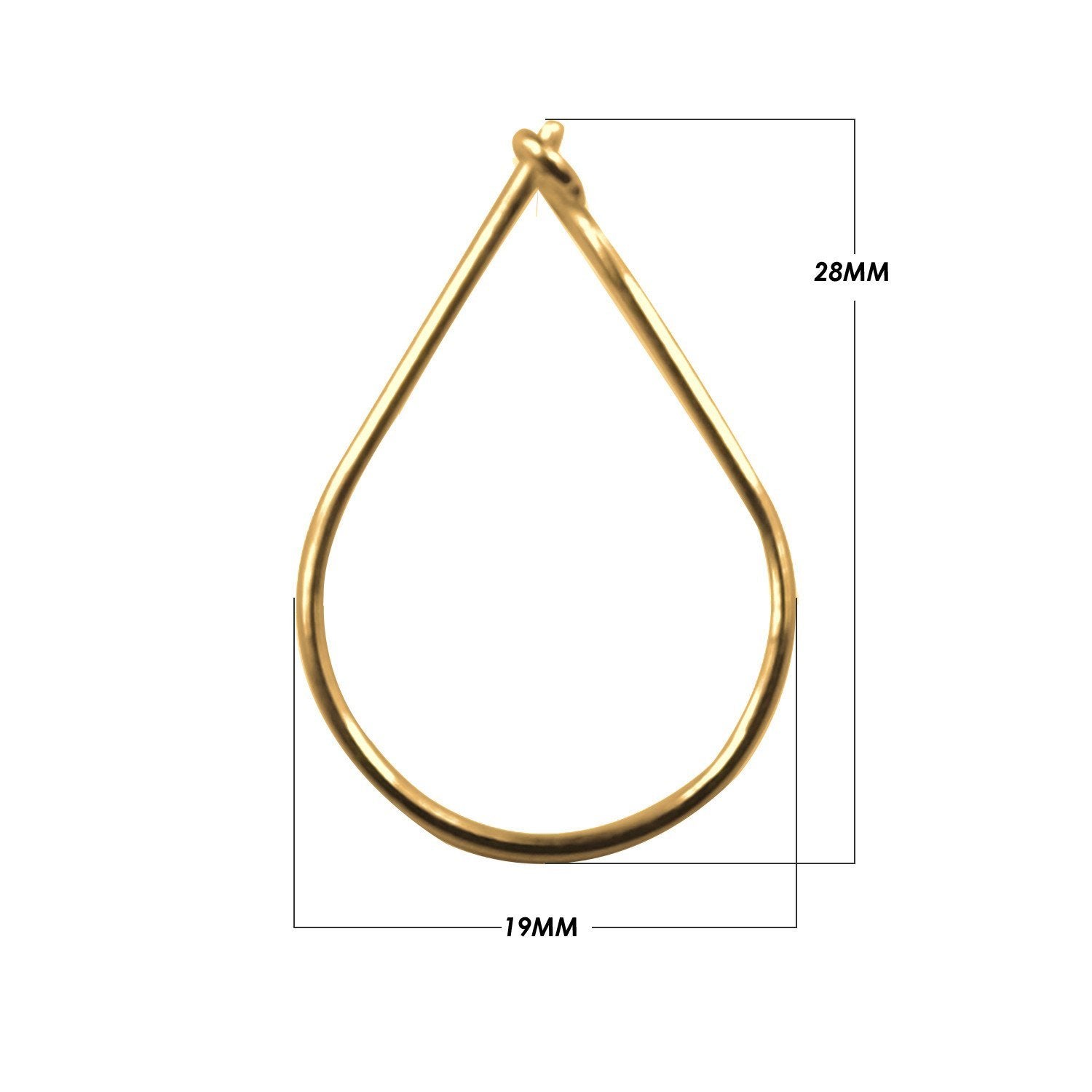 18K Gold Overlay Teardrop Hoop Earwire Handcrafted In India